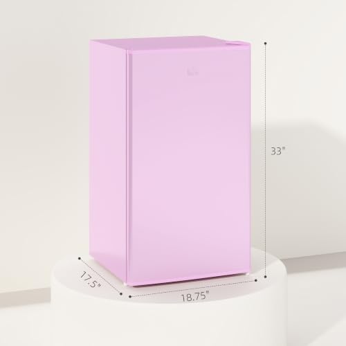 HOMCOM 3.2 Cu.Ft Mini Fridge with Freezer Single Reversible Door Pink - Image 7