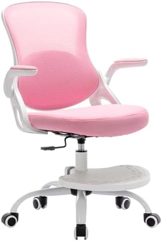 Kids Desk Chair,Ergonomic Study Chair with Adjustable Height,Swivel Mesh Desk Chair with Wheels,Home Office Chair for Children in Home Bedroom Pink - Image 7