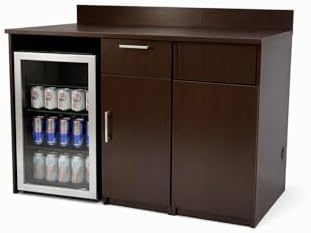 BREAKtime Mini Fridge Cabinet with Trash Bin Storage, Commercial Office Breakroom Coffee Station, Fully Assembled, 54" W x 24" D x 36" H, Trash Bin Included, Appliances Not Included, Espresso - Image 7