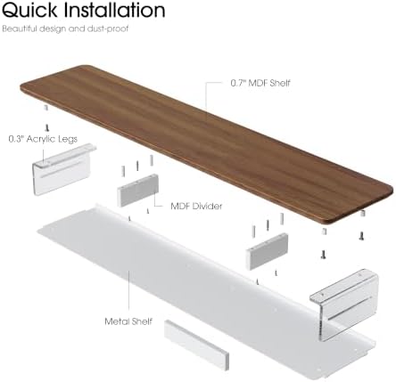 Fenge 42.5" Dual Monitor Stand with Clear Acrylic Legs, Brown - Image 6