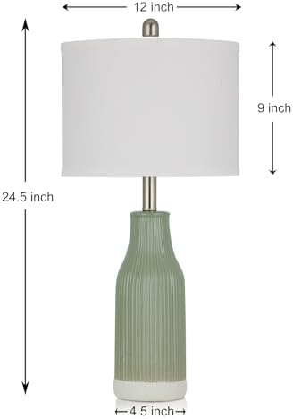 24.5" Ceramic Table Lamp for Bedroom, Sage Green Table Lamp for Living Room End Table, Small Farmhouse Bedside Lamp for Nightstand (1 Pack) - Image 7