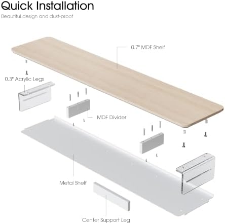 Fenge 42.5" Dual Monitor Stand with Clear Acrylic Legs, Oak - Image 6