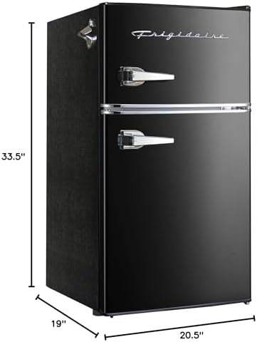 Frigidaire Retro Mini Fridge with Freezer & Side Bottle Opener-Small 2 Door Refrigerator for Office Bar or College Dorm Room-3.2 Cu Ft – 19"" D x 20.5" W x 33.5" H (Onyx) - Image 4