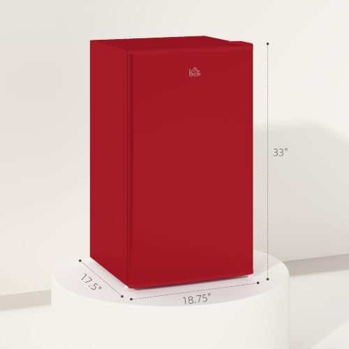 HOMCOM 3.2 Cu.Ft Mini Fridge with Freezer Single Reversible Door Red - Image 7