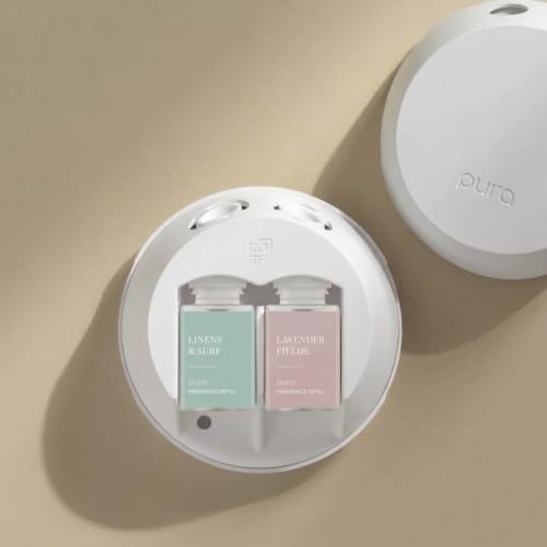 Pura - Smart Home Fragrance Device Starter Set - Pura 4 - Scent Diffuser for Home - Includes Fragrance Aroma Diffuser - Square Box, Linens & Surf and Lavender Fields Scent Refills - Image 6