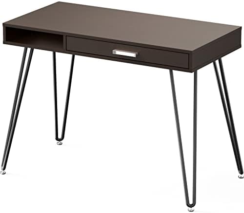 SHW Home Office Computer Hairpin Leg Desk with Drawer, Espresso - Image 7