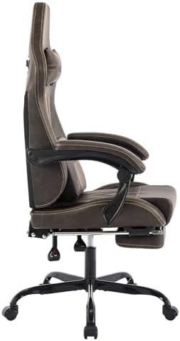 Gaming Chair with Footrest Ergonomic Computer Chair Massage Lumbar Cushion, Racing Video Game Chair Adjustable Rocker Recliner Executive Office Desk Chair Pu Leather for Adults, Brown - Image 6