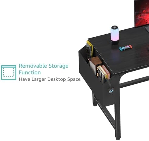 Lufeiya Computer Desk with File Drawers Cabinet, 47 Inch Reversible Home Office Desks with Filing Cabinet for Small Space, Gaming Study Writing Table PC Desks, Black - Image 7