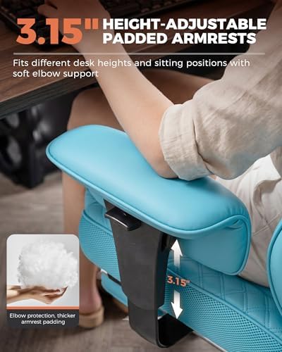 GTPLAYER Big and Tall Office Chair Wide Ergonomic Gaming Chair with Deluxe Embossing Designed Leather with Foot Rest,150°Reclining Adjustable Soft Armrests Pocket Spring Back Support and Pillow - Image 6