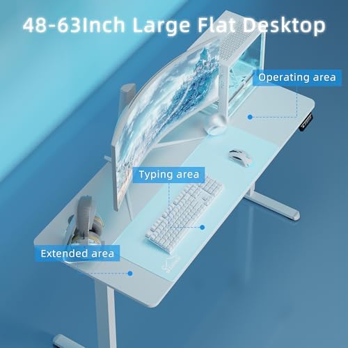 Shintenchi Standing Desk, 55x24 Inch Height Adjustable Electric Sit Stand up Desk, Ergonomic Rising Computer Table, Modern Lift Gaming Desk Workstation for Home Office, White - Image 7