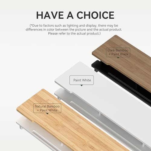 42.5” Dual Monitor Stand Desk Shelf with Phone Tablet Holder - Image 6