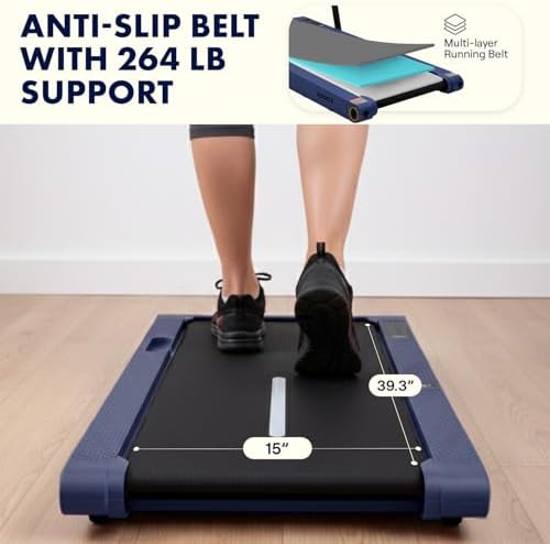 Squatz 2-in-1 Walking Pad Treadmill with Vibration Plates, Compact Under Desk Walking Pad with Remote Control, LED Display, Non-Slip Belt, Quiet 1.0HP Motor for Home or Office Workout (Blue) - Image 7