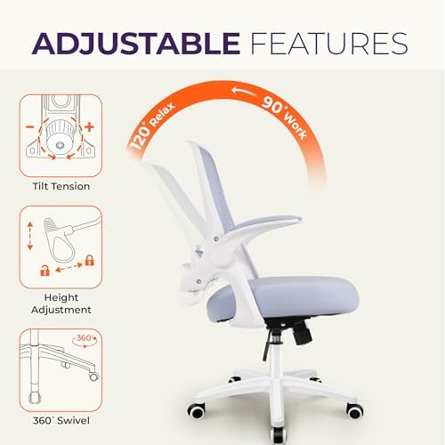 NEO CHAIR Office Desk Chair, Ergonomic Mesh with Flip-Up Armrests, Purple - Image 6