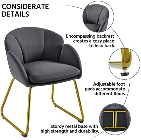 Yaheetech Flower Shape Vanity Chair with Petal Armrests, Dark Gray - Image 6