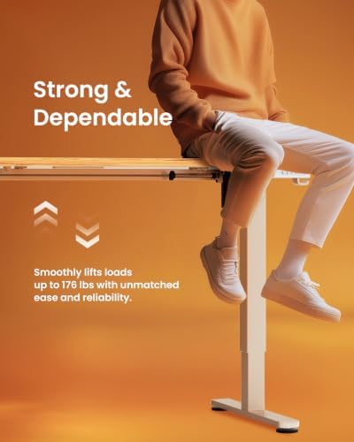 ErGear Height Adjustable Electric Standing Desk, 55 x 28 Inches Sit Stand up Desk, Memory Computer Home Office Desk, Light Vintage Brown - Image 6