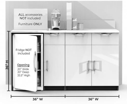 BREAKtime Office Coffee Station Cabinet with Mini Fridge Space & 2-Door Storage, Commercial-Grade, Fully Assembled, 72" W x 24" D x 36" H, Appliances Not Included, Beech - Image 5