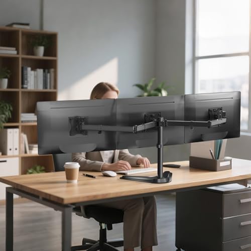WALI Freestanding Triple Monitor Stand for 13-27 inch Screens,22lbs per Arm - Image 7