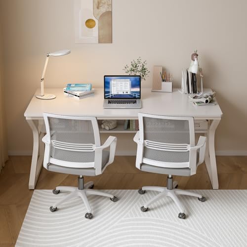 OSCHF 55-Inch Extra Long Desk with Storage Shelf, Warm White - Image 6