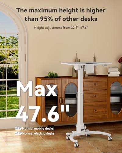 JOY worker Foldable Standing Desk on Wheels, Mobile Adjustable Laptop Desk - Image 6