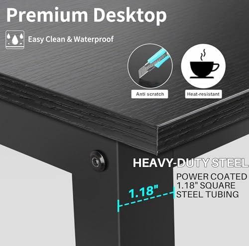 Aquzee Desk with Hutch, Computer Desk with Shelves, 55 Inch - Image 6