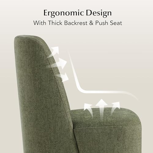 CHITA Upholstered Rolling Dining Chair on Casters Set of 4, Moss Green - Image 6
