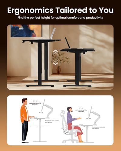 ErGear Height Adjustable Electric Standing Desk, 55 x 28 Inches Sit Stand up Desk, Memory Computer Home Office Desk, Carbon Fiber Black - Image 6
