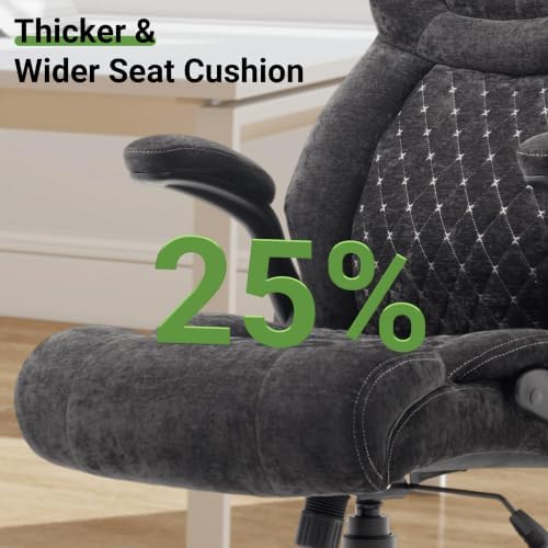 Office Chair, Big and Tall Executive Chair with Air-Lumbar Support, Breathable Desk Computer Chair with Adjustable Flip-up Armrests, Wide Cushion Seat Swivel Home Office Chair - Image 7