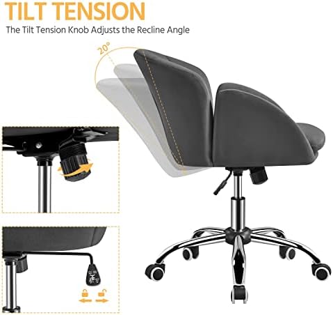 Yaheetech Dark Gray Petal Velvet Makeup Vanity Desk Chair, Swivel Wheels - Image 6