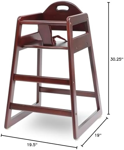 Wooden High Chair for Baby & Toddler – Restaurant-Style Stackable HighChair with Commercial Grade Solid Wood for Dining Table & Kitchen – Compact & Portable Design for Home & Restaurant Use - Cherry - Image 6