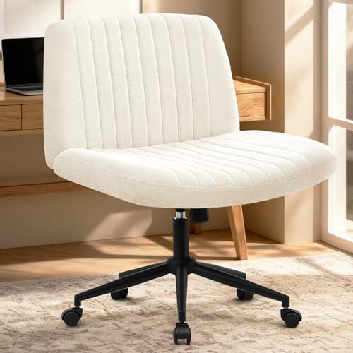 Orange Factory Criss Cross Chair, Wide Wheel Vanity Seat, Beige Dual Base - Image 7