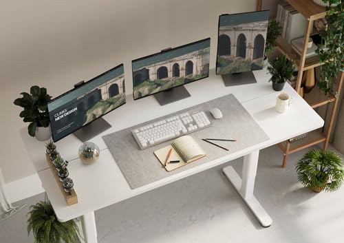 Claiks Electric Standing Desk, Adjustable Height Stand up Desk, 63x24 Inches Sit Stand Home Office Desk with Splice Board, White Frame/White Top - Image 6