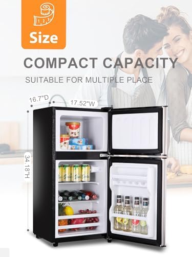 Top-Freezer Refrigerator 3.5 Cu.Ft Mini Fridge with Freezer 2 Door Silver - Image 6