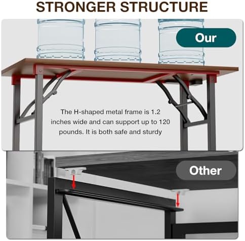 TEMI Small Computer Desk Folding Table - 43.3" Foldable Office Desk, No Assembly, Perfect for Small Spaces in Bedroom, Dorm, or Apartment, Portable Mini Desk or Study Table with Compact Design, Walnut - Image 6