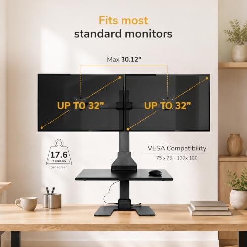Mount-It! Dual Monitor Electric Standing Desk Converter, Sit-Stand Riser - Image 6