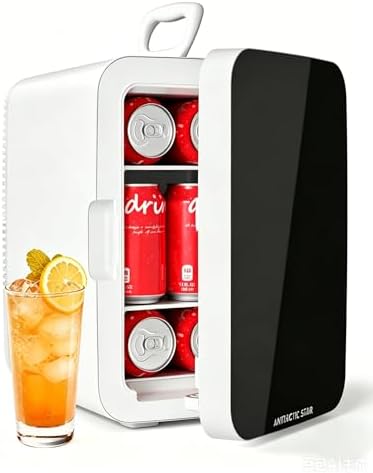Antarctic Star 10L Compact Mini Fridge, Portable Small Refrigerator with AC/DC Dual Power, Thermoelectric Cooler for Beverage, Skincare, Food, Bedroom, Office, Dorm & Car, Black by AntarcticStar