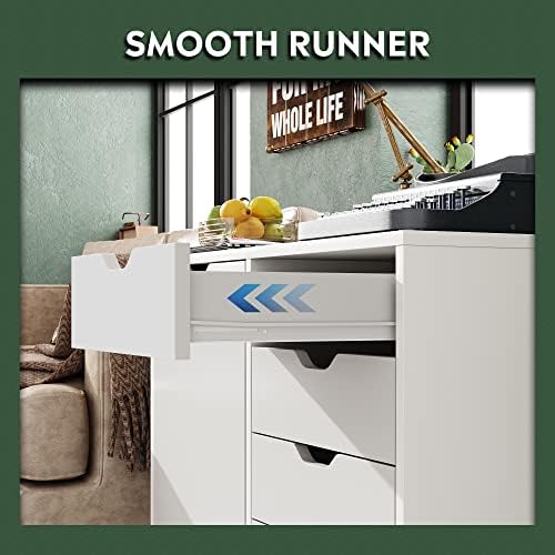 DEVAISE 5-Drawer Wood Drawer Cabinet, Office Storage Cabinet, White - Image 6