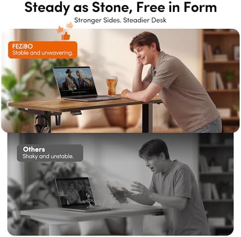 FEZIBO 40" Small Electric Standing Desk Height Adjustable Desk Rustic Brown - Image 6