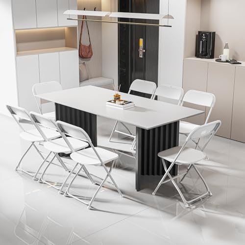 Bonnlo Folding Chairs Set of 6, White Plastic Chair Sturdy Seat with Metal Frame, Perfect for Party, Event, Wedding, Birthday, Office, Outside Entertaining - Image 7