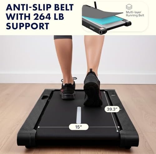 Squatz 2-in-1 Walking Pad Treadmill with Vibration Plates, Compact Under Desk Walking Pad with Remote Control, LED Display, Non-Slip Belt, Quiet 1.0HP Motor for Home or Office Workout (Black) - Image 7