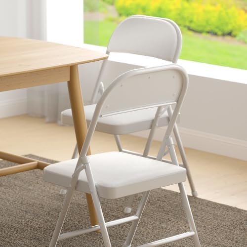 Nazhura Folding Chairs with Padded Vinyl Cushion Chairs with Comfortable Cushion and Durable Steel Frame for Home and Office, for Indoor and Outdoor Events (White, Vinyl, 4 Pack) - Image 6
