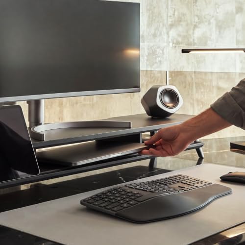 Fenge Dual Monitor Stand Riser, Wooden Desk Shelf with 2-Tier Storage - Image 6