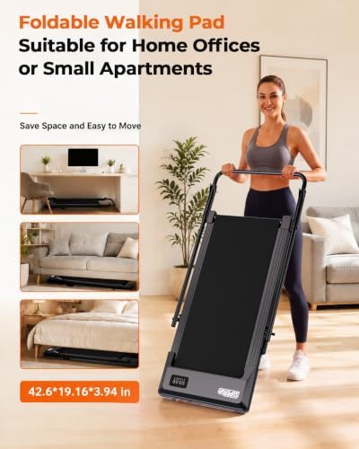 Superun Walking Pad with 6% Incline, Under Desk Treadmill, 3 in 1 Portable Treadmills for Home with Remote Control LED Display, 2.5 HP Quiet Mini Treadmill for Office Home Use, 300 Lbs Capacity - Image 7