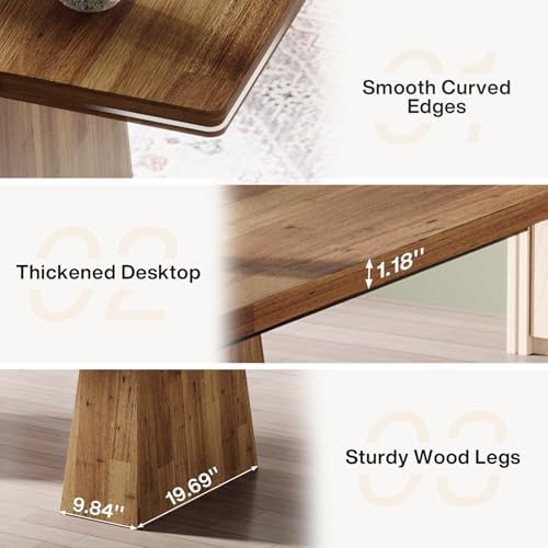 Tribesigns 63-Inch Executive Desk, Large Office Computer Desk with Double Pedestal, Modern Simple Workstations Writing Table Conference Table Business Furniture for Home Office, Light Brown - Image 6