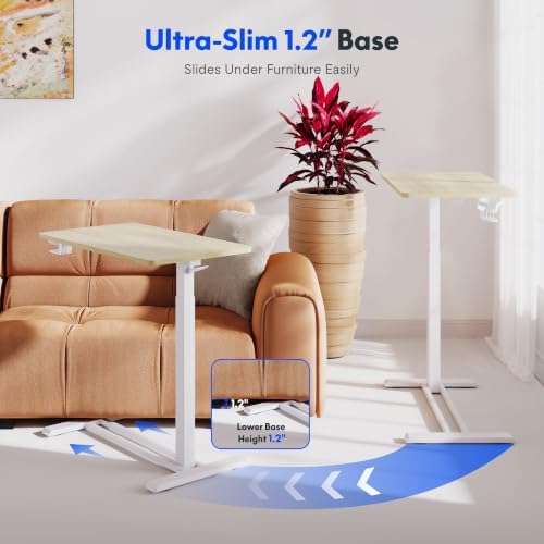 FLEXISPOT H7 28" Pneumatic Height-Adjustable Overbed Table with Wheels - Image 6