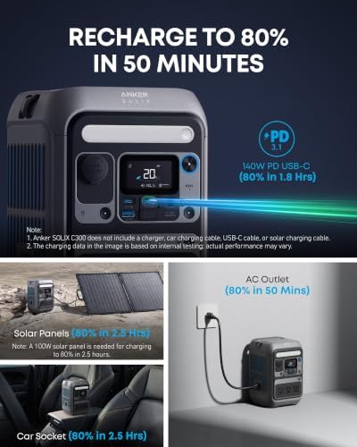 Anker SOLIX C300 Portable Power Station, 288Wh Solar Generator for Camping - Image 6