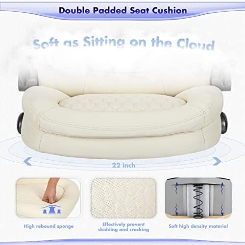 COLAMY Ergonomic Office Chair, Set of 2 Boxes, High Back Leather Desk Chair with Flip-up Arms, Adjustable Height & Rocking Function, Silent Wheels, Ivory Executive Computer Chair, 300lbs Capacity - Image 7