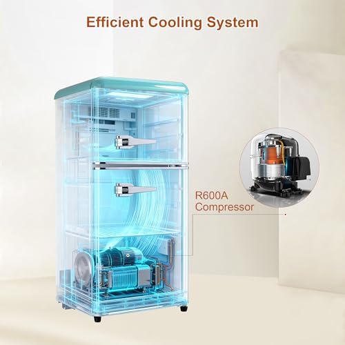 Retro Mini Fridge with Freezer 3.5 Cu. Ft, Small Refrigerator Dual Door - Image 7