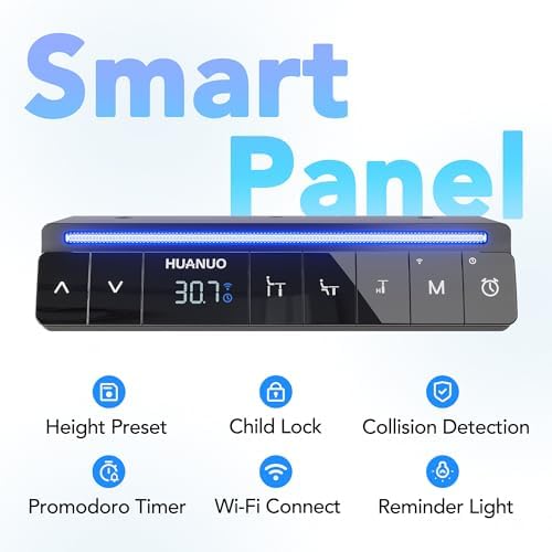 HUANUO AI-Powered Electric Standing Desk with Smart APP, Work with Alexa & Google, Adjustable Height, 6 Memory Settings, Sedentary Reminder, Ergonomic Sit-Stand Desk, 32-inch, Light Walnut - Image 6