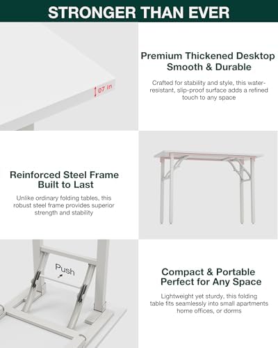 Frylr Small Folding Computer Desk – Portable 35.8 Inch Foldable Laptop Table, Collapsible and Compact for Easy Storage and Fast Setup, Lightweight for Small Spaces, Craft and Study Use, White Ash - Image 6