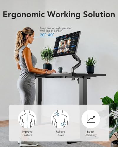 HUANUO 59 x 30 Inch 3-Stage Electric Standing Desk, Brushless Motor, Black - Image 6
